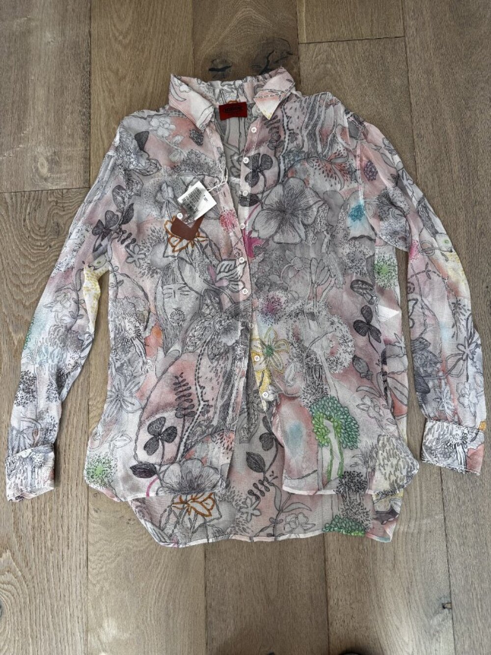 NWT Missoni Women Size 40 (M) Orange tag Multicolor Silk Chiffon Shirt - Picture 11 of 14